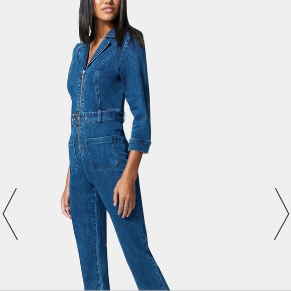 BEBE BELTED DENIM JUMPSUIT - Picture 4 of 10